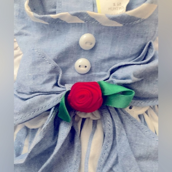 Vintage 80s Blue and White Stripe Sailor Style Dress 12moths EUC - Picture 4 of 6